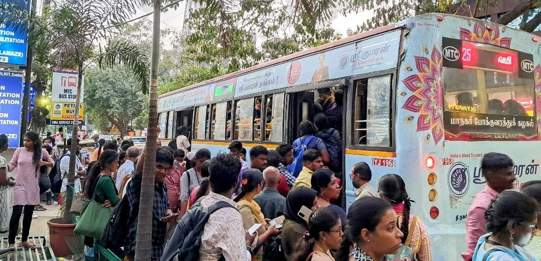 A photo of a bus in Chennai