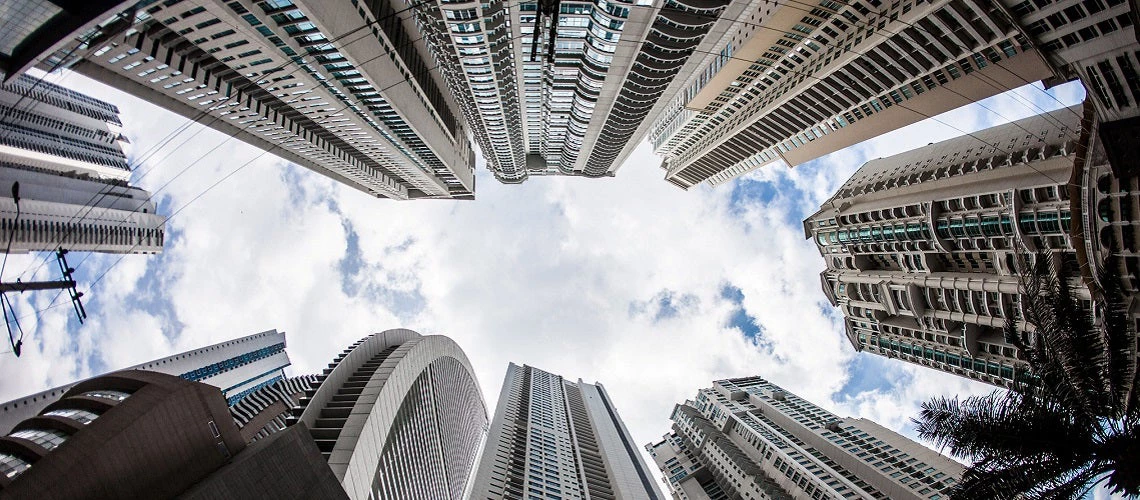 High rises and hotel buildings in Punta Pacifica, Panama City, Panama. 