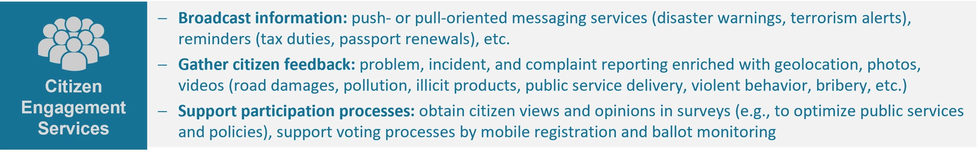 Mobile government, Citizen Engagement services 