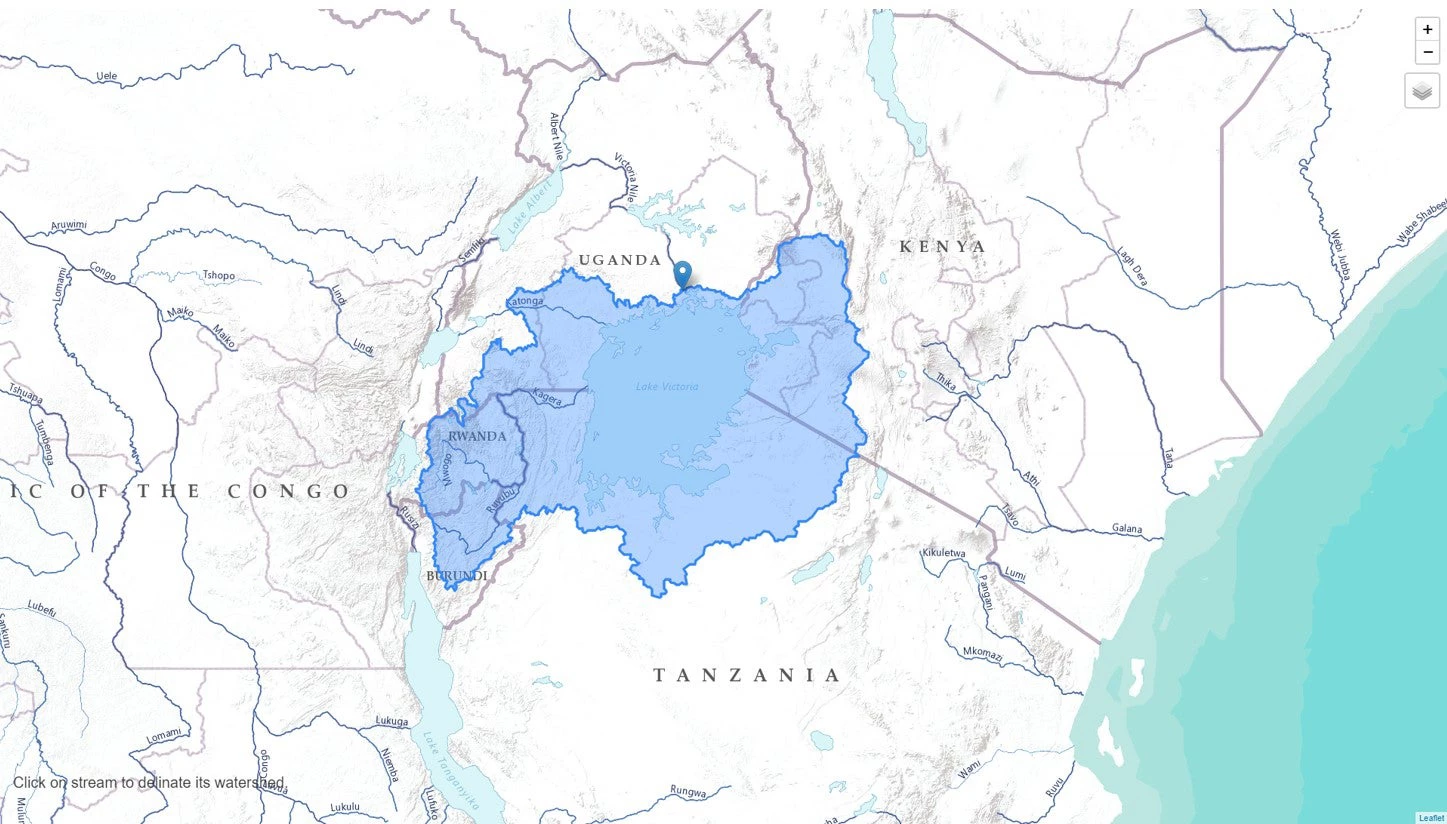 Bassin du lac Victoria. Source de l?image : Geo Watershed Generator, Banque mondiale  