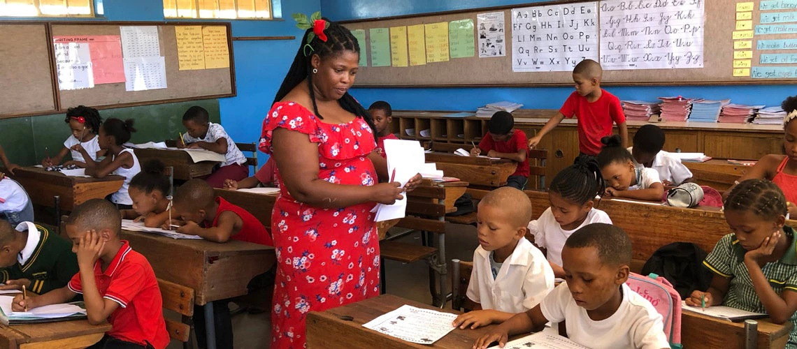 A class in the Boesmanland School in Pofadder, Northern Cape Province, South Africa