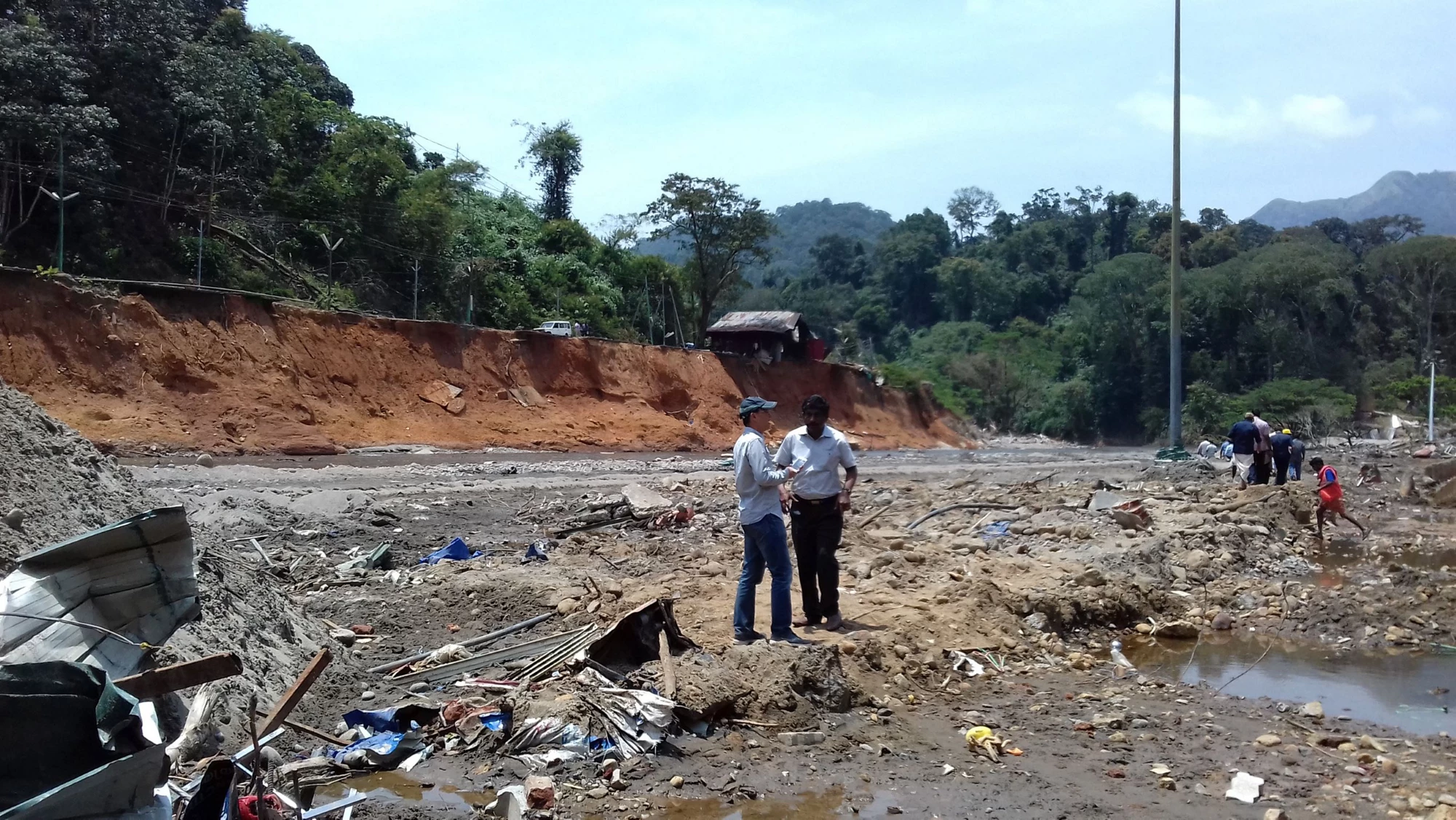 Damaged roads and infrastructure in the Pamba Region of Kerala following a series of deadly floods and landslides in August 2018