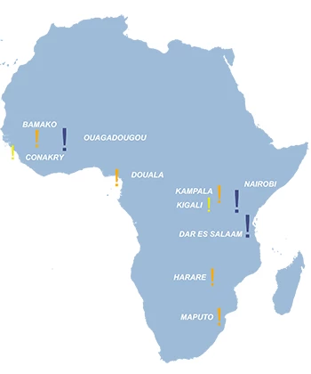 African cities covered by the 2021 World Bank study on connectivity and human capital