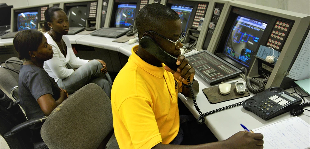 The control room at the thermal power station at Takoradi, Ghana. Photo: Jonathan Ernst/World Bank