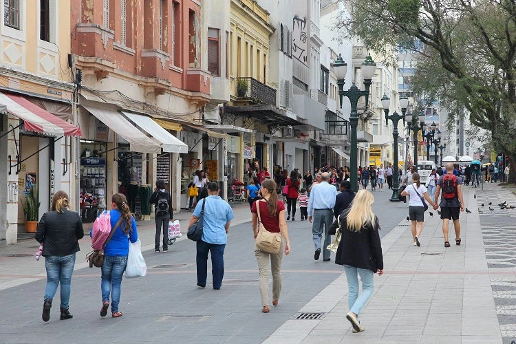 Pedestrian street in Curitiba, Brazil