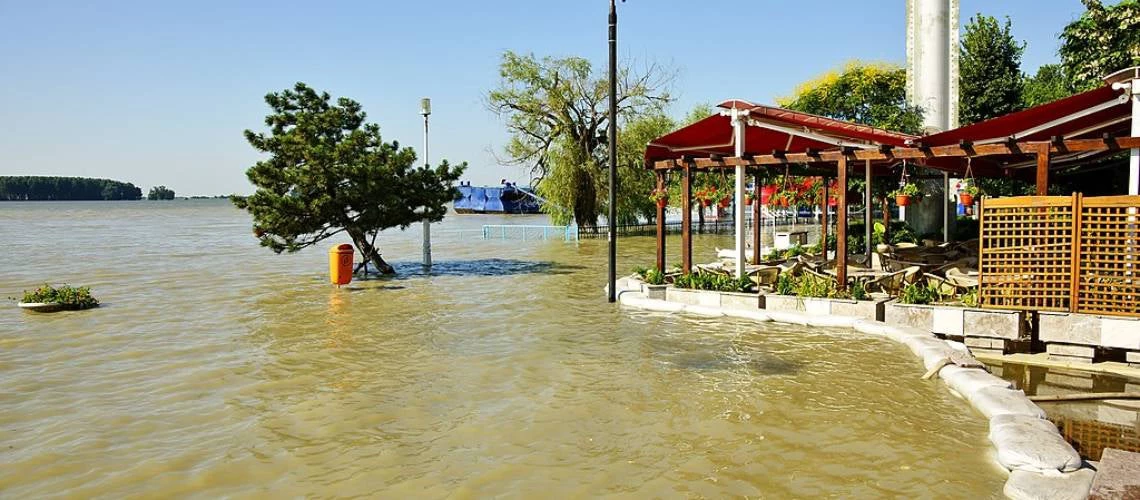 Floods on the Danube Promenade in Romania.