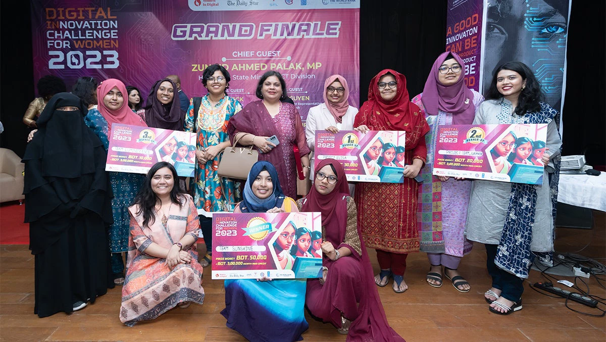 The winners (top 3) of the Digital Innovation Challenge for Women 2023 from Bangladesh