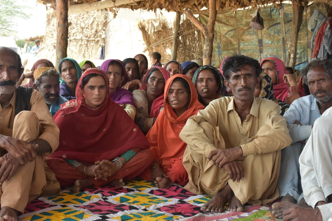 Flood effected community of Village Karim Dino Solangi, Shahdapur, District Sanghar, Sindh, Pakistan . Photo: Kamran Akbar