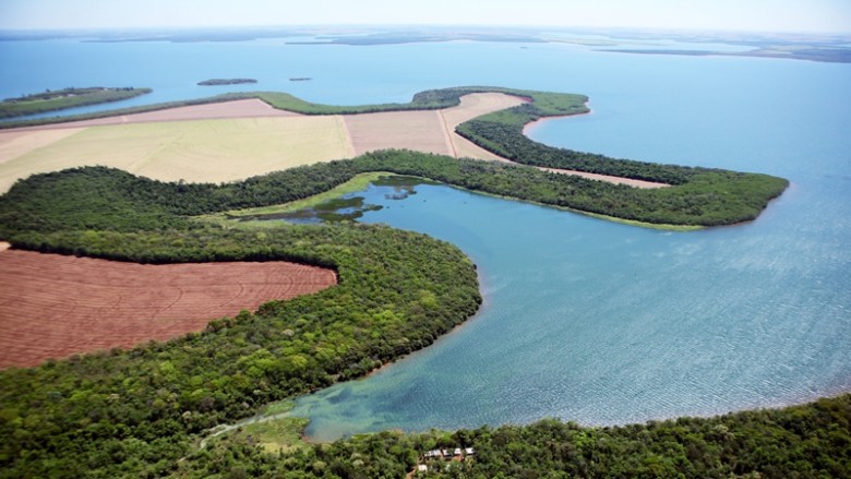 Forest strip around Itaipú Dam Reservoir