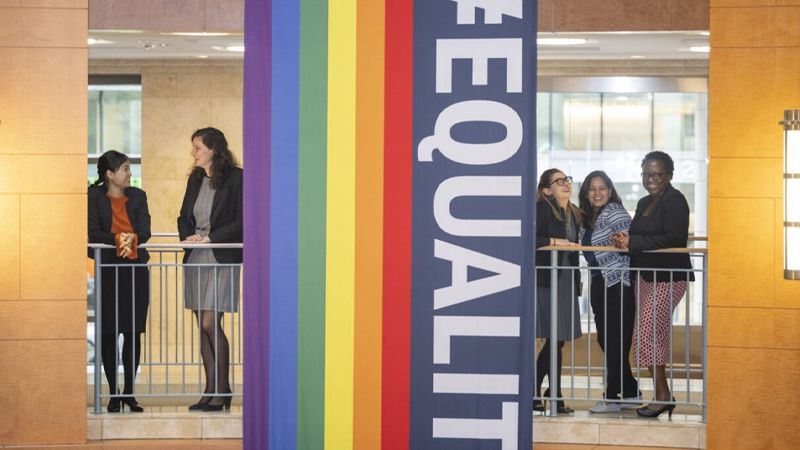 Equality campaign banner on display at IFC headquarters lobby (2023). Photo: IFC