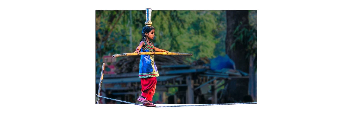 Mumbai girl walking a tightrope
