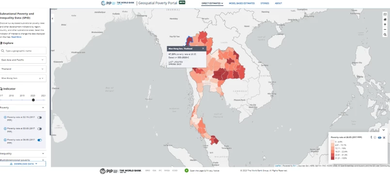 Interactive map based on the Subnational Poverty and Inequality Database