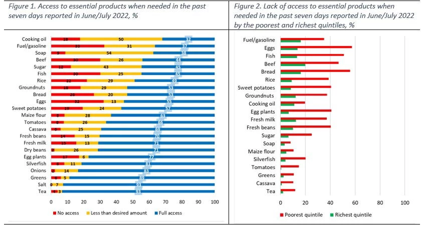 Figure 1. Access to essential products when needed in the past seven days reported in June/July 2022, %