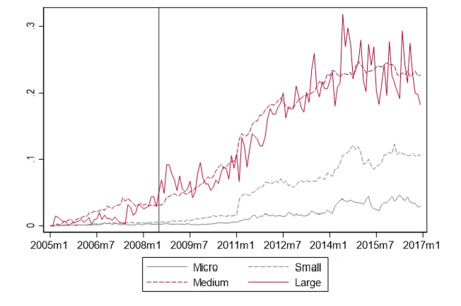 Figure 1. Average share of earmarked credit of firms, by firm size