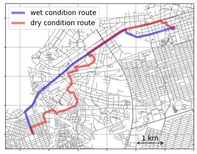 Figure 1: Illustration of rerouting taking place as a result of rainy conditions on a Esprit de Mort itinerary