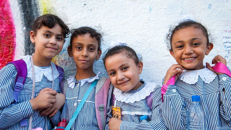 Primary school students in Gaza City. © Arne Hoel / World Bank