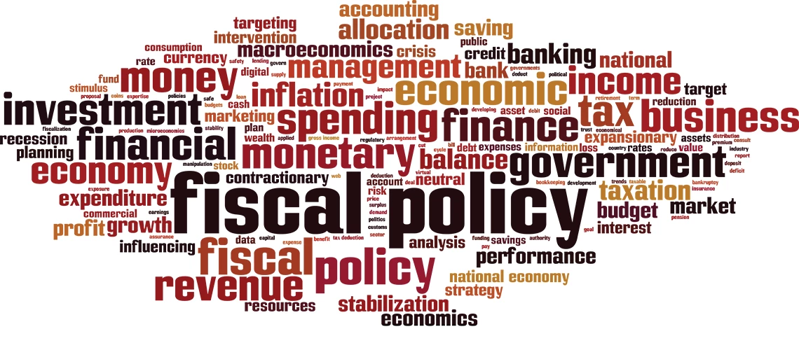 Collage made of words about fiscal policy. | © shutterstock.com