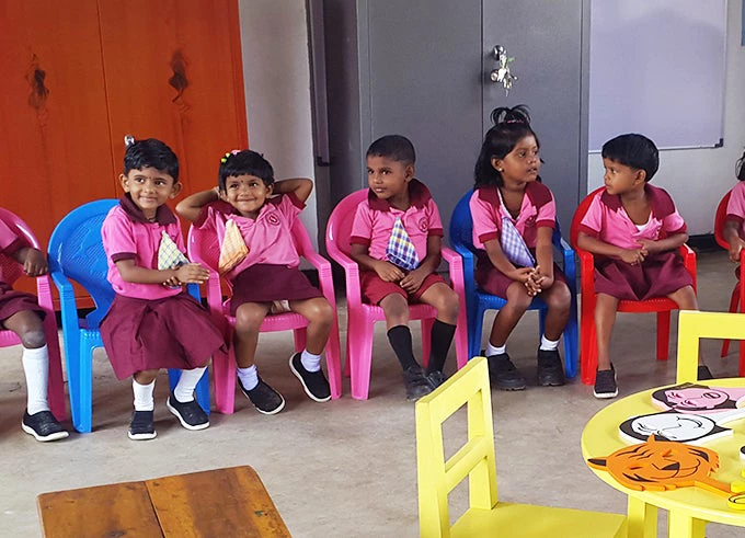   Children getting ready for story time 