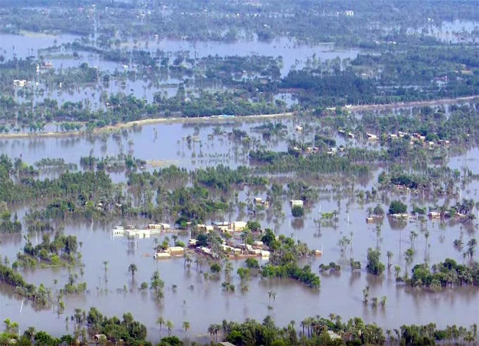 View of flooded Ganges Delta