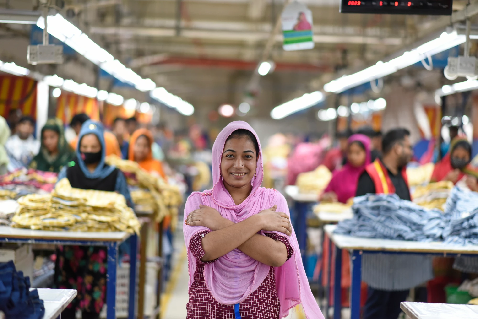 Scenes from the MBM Garments, LTD factory in Bangladesh where Levi’s jeans are made, for use with greening the supply chain (GTSF), Pact, and Better Work stories.