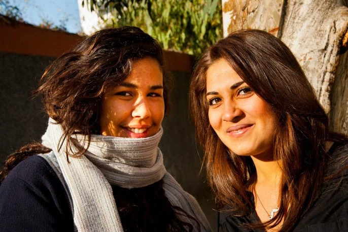 Female students arriving for first classes of the day at a high-school on Boulevard Abdellatif Ben Kaddour Casablanca