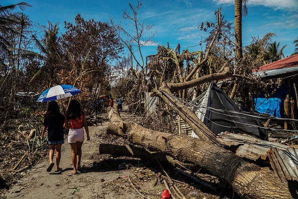 A general view of disaster area aftermath of Typhoon Rai in Leyte, Philippines on December 20, 2021