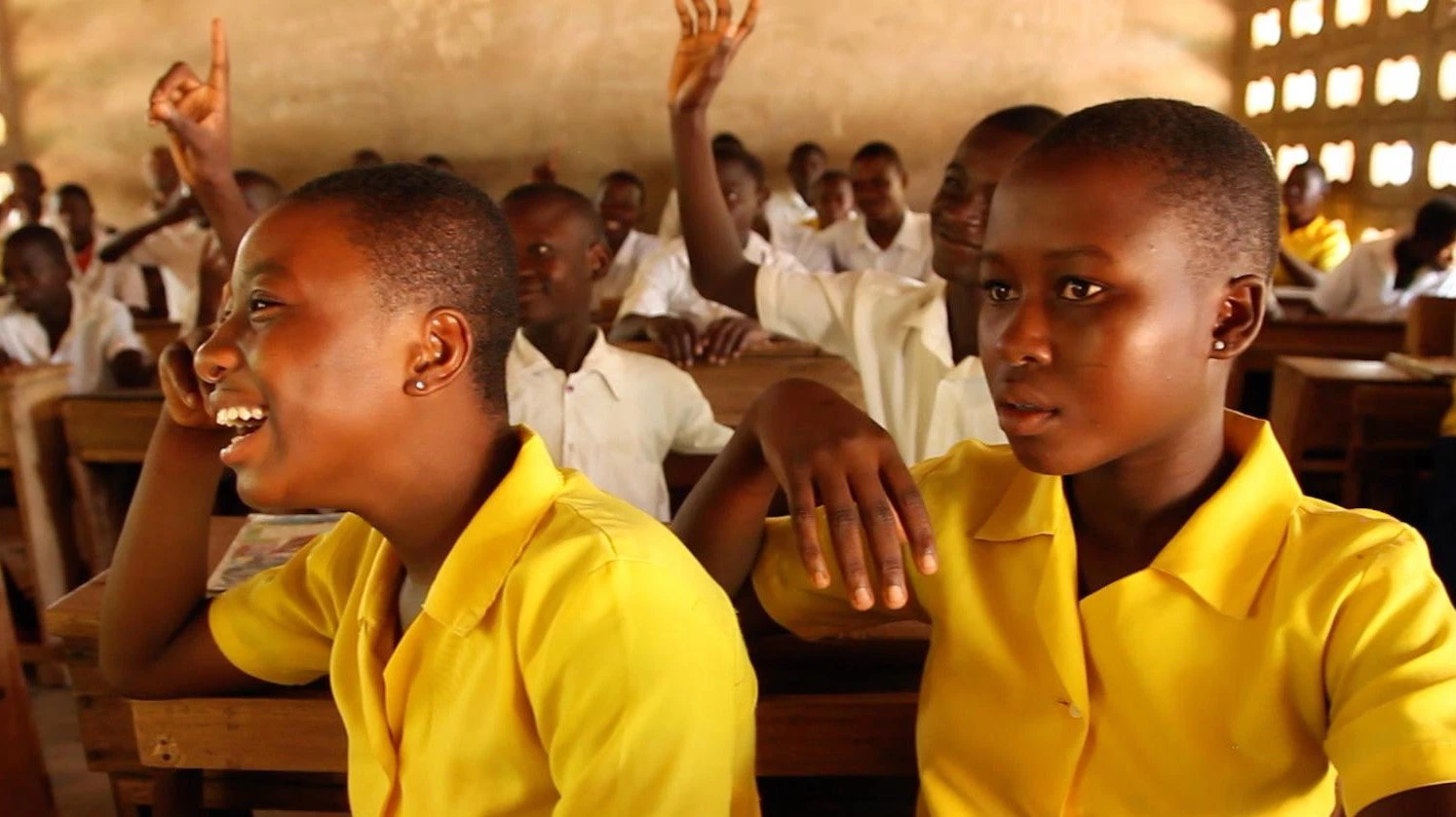 Girls enjoying class at Gbimsi Junior High in Ghana