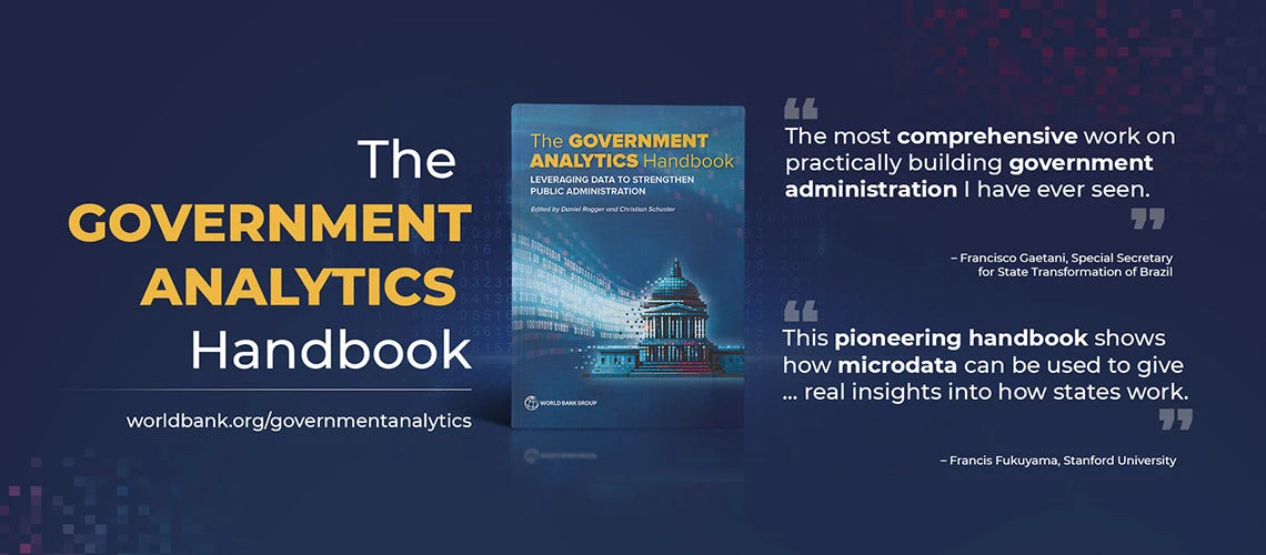 Quotes and the cover of "The Government Analytics Handbook". | © World Bank