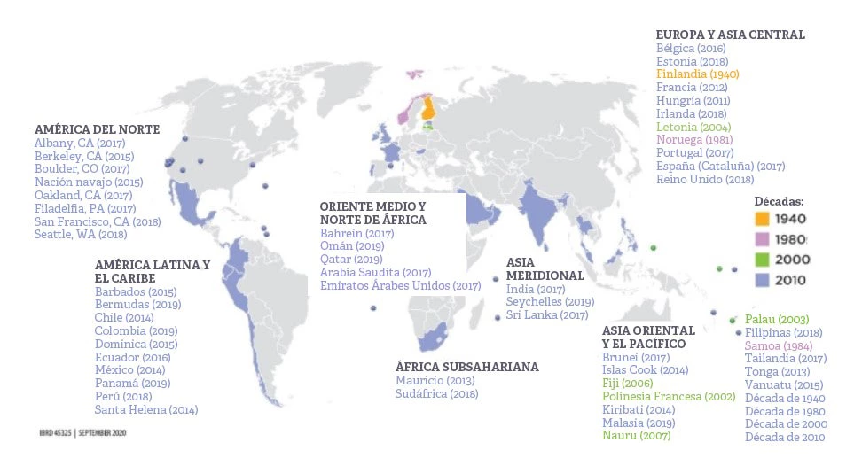Gráfico 2: Impuestos a las bebidas azucaradas en todo el mundo