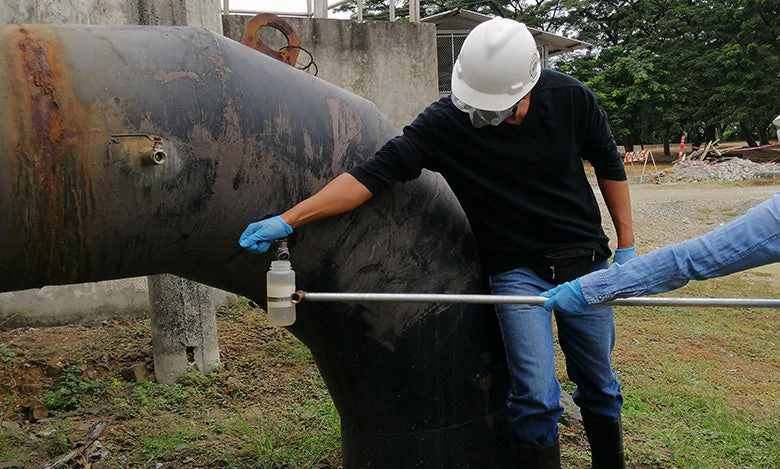 Water sample collected for SARS-CoV-2 analysis in Guayaquil, Ecuador