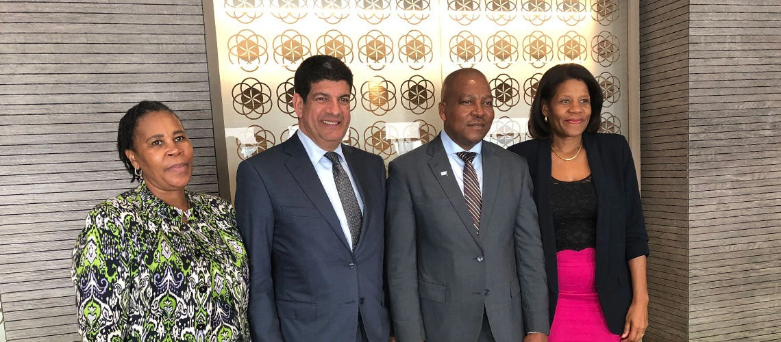 World Bank Country Director Marie-Francoise Marie-Nelly is joined by the Botswana Minister of Energy Lefoko Moagi, Masen CEO and President Mustapha Bakkouy and South Africa City Support Program Manager Sibongile Mazibuko during a recent trip to Morocco.