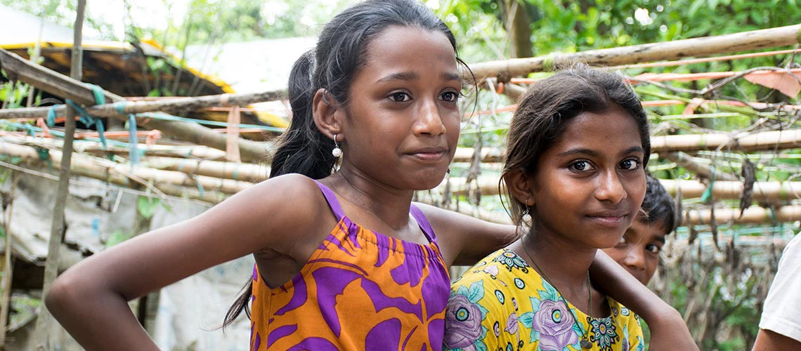 Two girls at the Maternal and Child Welfare Center Palash Community Clinic, in Narsingdi (outside Dhaka).