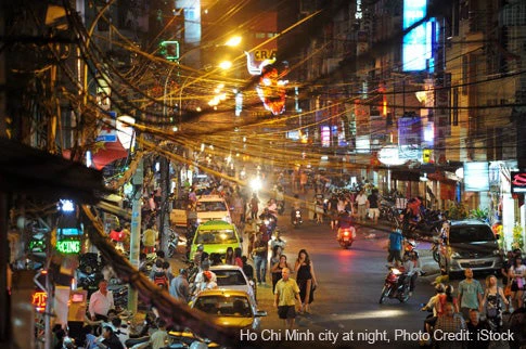 Ho Chi Minh city at night, Vietnam