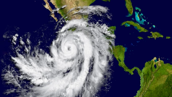 Satellite image showing Hurricane over the Caribbean region.