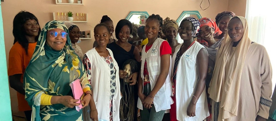 Halimé Abdoulaye surrounded by her trainees at Lys Spa.