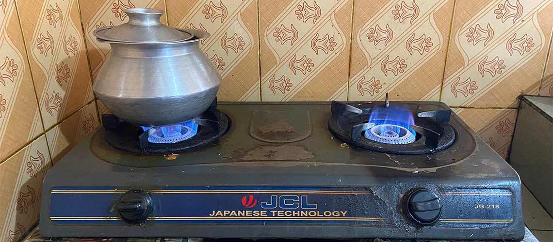 Domestic gas cookstove in commonly found in Bangladeshi households