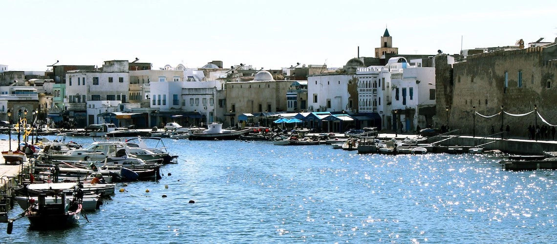 Bateaux amarrés dans le port de Tunis.