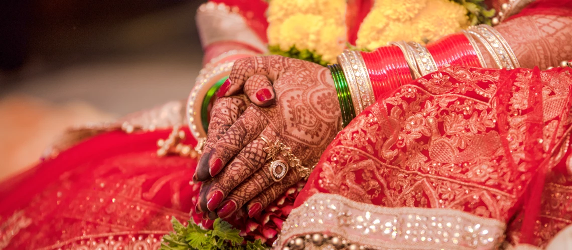 Beautiful photo of Indian bride in traditional wedding attire