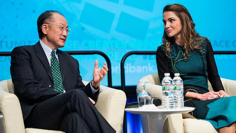 World Bank Group President Jim Yong Kim and Queen Rania of Jordan. © Grant Ellis/World Bank