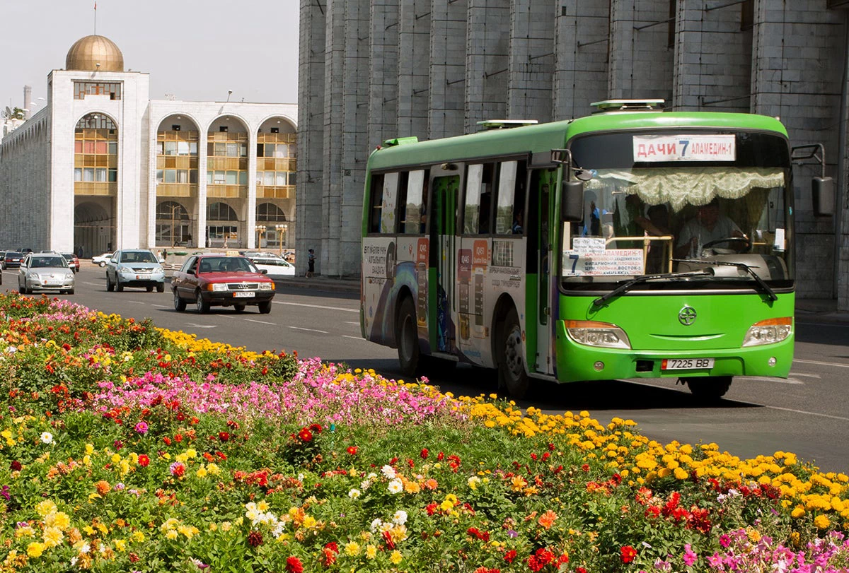 A local bus in Bishkek, Kyrgyz Republic