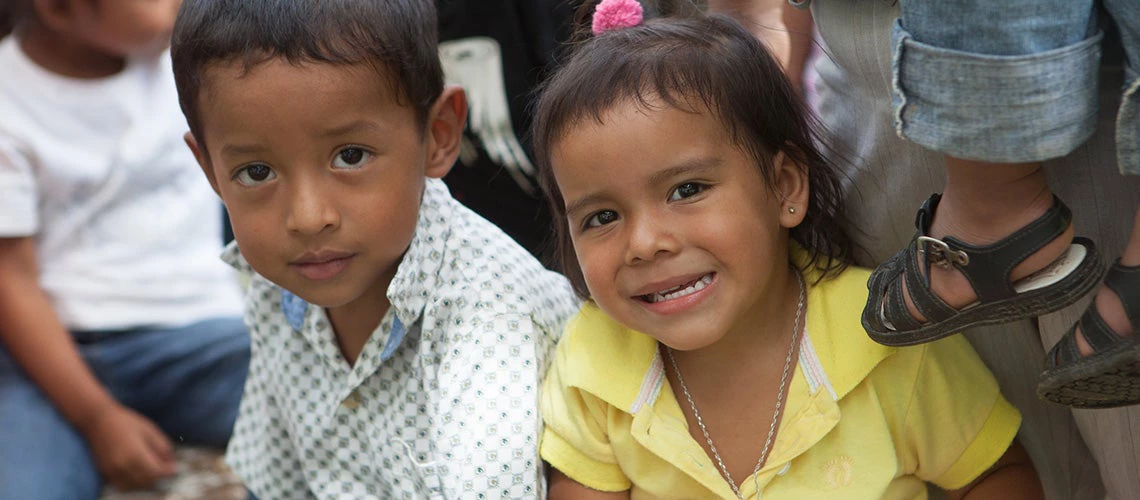 Kids from Panama near a water sanitation project