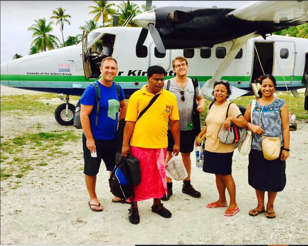 On an outer islands project trip with a Bank team of engineers & transport specialists, accompanied by the Minister of Infrastructure & Energy.  