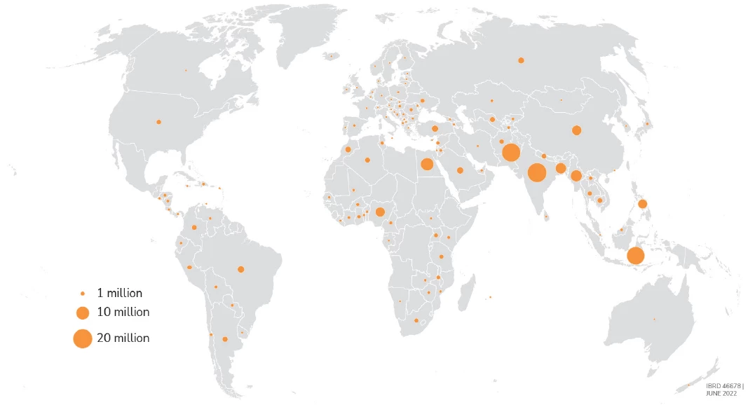 A map showing adults without an account receiving private sector wages in the past year in cash only, 2021