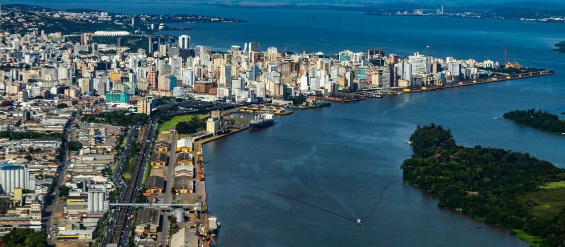 City of Porto Alegre of the state of Rio Grande do Sul, Brazil South America seen from above