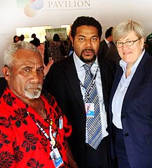 At the Global Ocean Forum with Lino Thavoaviano and Anthony Lecren of New Caledonia