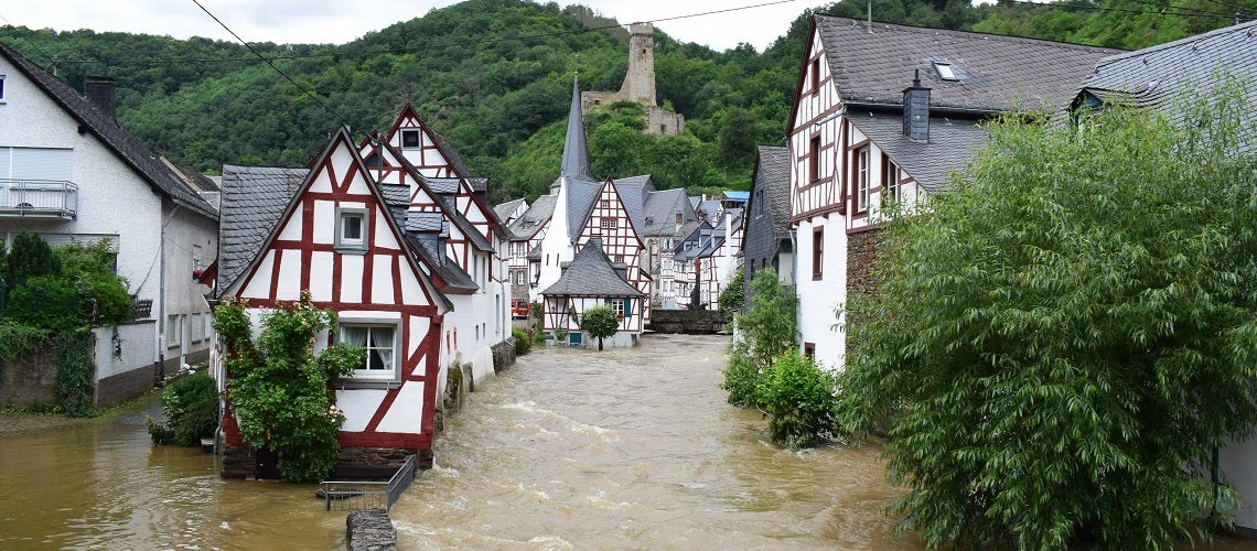 Flooded village in Germany disaster preparedness