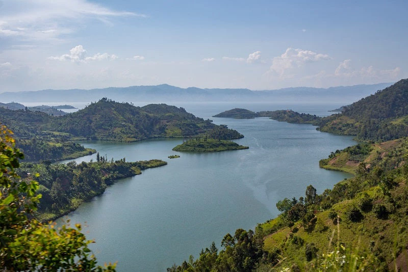Lake Kivu, one of the largest of the African Great Lakes, in Rwanda