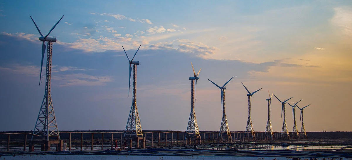 The landscape of the first windmill in Cox's-Bazar, Bangladesh.