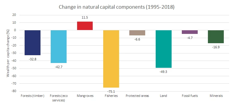 Change in natural capital components (1995-2018)