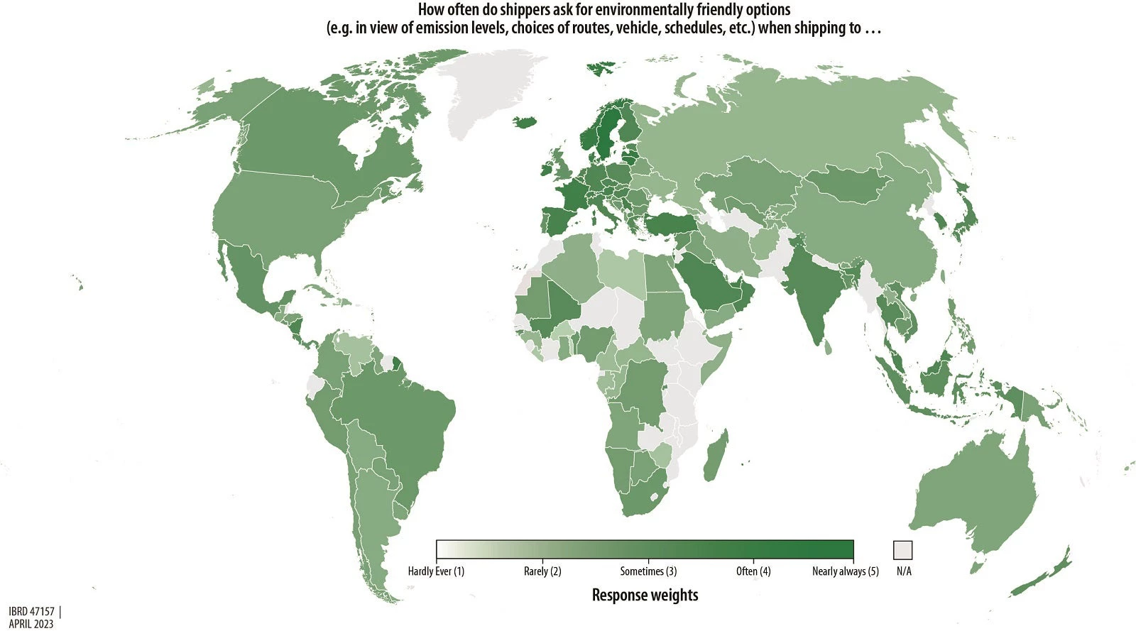 world map showing green shipping options